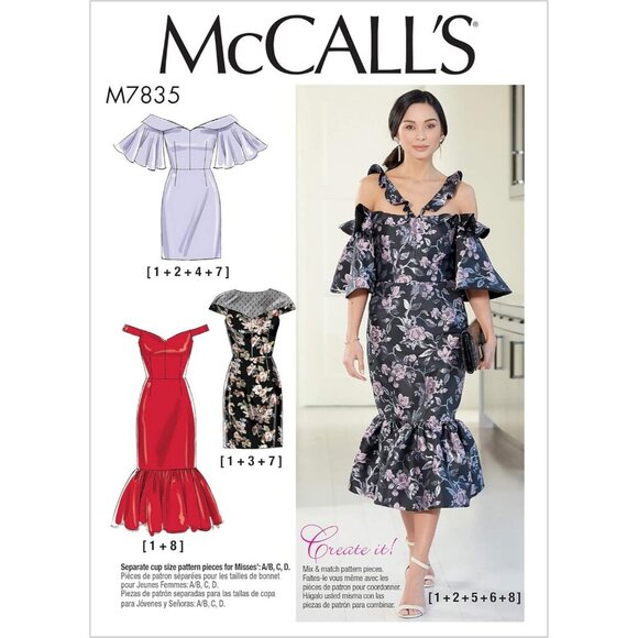 Misses Off-The-Shoulder Ruffle Dress Sewing Pattern M7835 By McCalls 6-14 - Picture 1 of 9